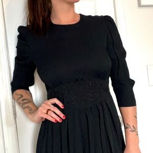 Vintage Black Midi - 3/4 sleeve Dress